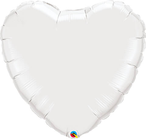 36" / 91cm Solid Colour Heart White Qualatex #12668