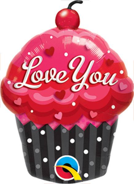 35" / 89cm Love You Cupcake Qualatex #16352