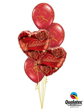 Bukiet 121 Valentine’s Golden Filigree Qualatex #34470-2 40862-3