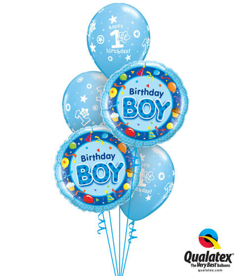 192# Bukiet - 18" / 46cm Birthday Boy Blue Qualatex #26269_2, 41186_3