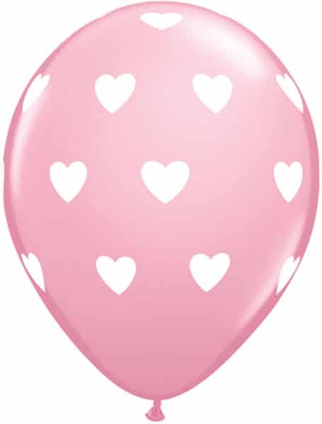 11" / 28cm Big Hearts Qualatex Pink #18078-1
