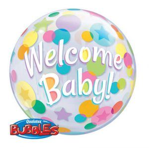 22" / 56cm Welcome Baby Colourful Dots Qualatex #25860
