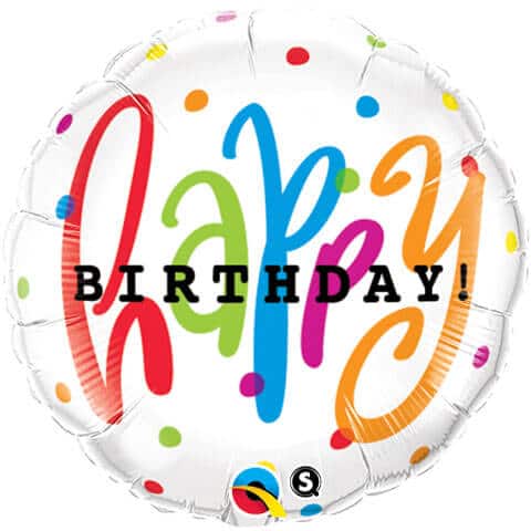 18" / 46cm Happy Birthday Dots Qualatex #25283