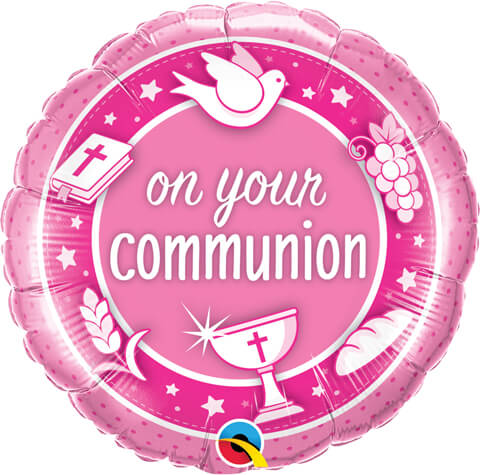 18" / 46cm On Your Communion Pink Qualatex #49750