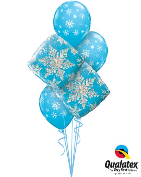 Bukiet 461# - 18″ / 46cm Snowflakes Sparkles Blue Qualatex #40089_2, 33531_3