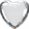 36″ / 91cm Solid Colour Heart Silver Qualatex #12659