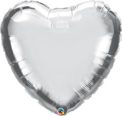 36″ / 91cm Solid Colour Heart Silver Qualatex #12659