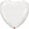 36" / 91cm Solid Colour Heart White Qualatex #12668