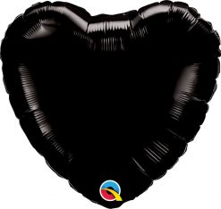 18″ / 46cm Solid Colour Heart Onyx Black Qualatex #12888