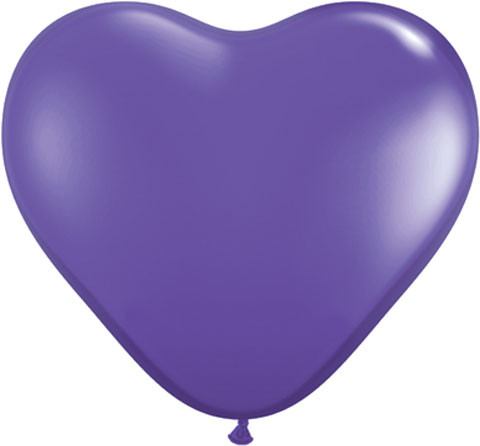 6" / 15cm Solid Colour Heart Latex Purple Violet Qualatex #13791-1