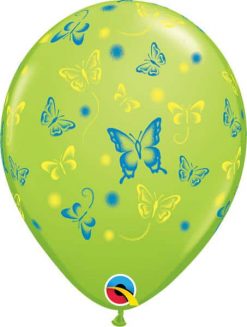 11" / 28cm Butterflies Asst Pale Blue, Lime Green, Yellow & Pink Qualatex #14518-1