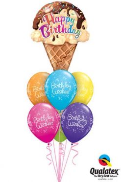 Bukiet 182 Birthday Ice Cream Cone Qualatex #16400 43075-6