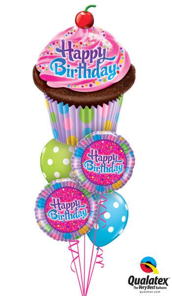 Bukiet 242 Birthday Frosted Cupcake Qualatex #16083 30677-2 14248-2