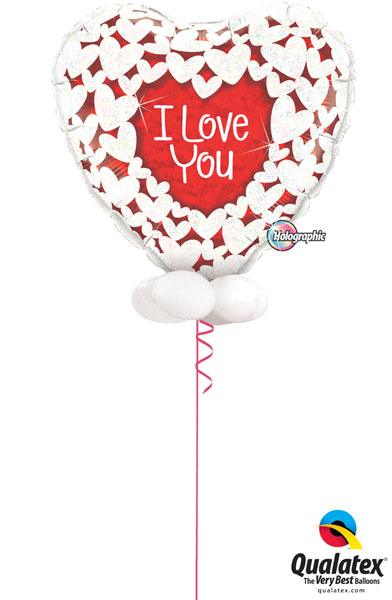 Bukiet 150 I Love You Glitter Hearts Qualatex #16512