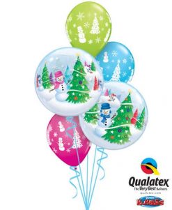 Bukiet 472 Festive Trees & Snowmen Qualatex #31851-2 40075-3