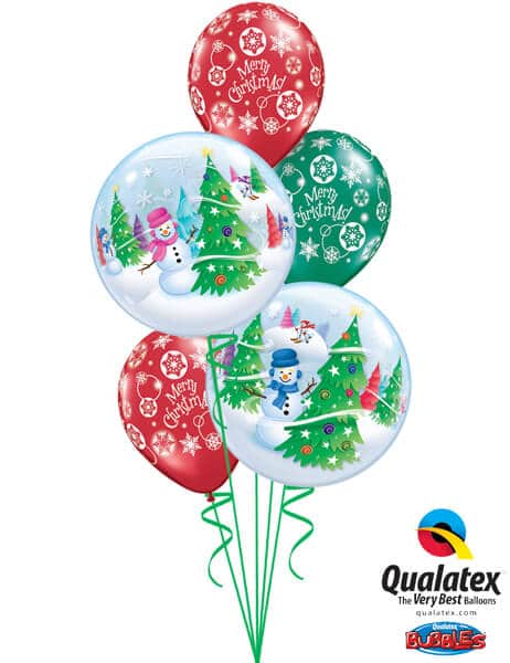 Bukiet 471 Festive Trees & Snowmen Qualatex #31851-2 60132-3