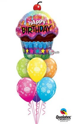 Bukiet 22 Birthday Dazzling Cupcake Qualatex #16085 31227-6