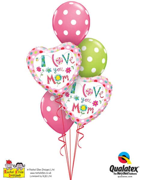 Bukiet 584 Mother's Day Big Polka Dots Qualatex #78282-2 14248-3