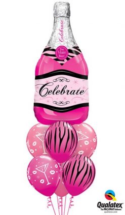 Bukiet 440 Celebrate Pink Bubbly Wine Qualatex #15844 12584-3 19872-3