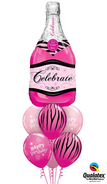 Bukiet 75 Celebrate Pink Bubbly Wine Qualatex #15844 12584-3 25588-3