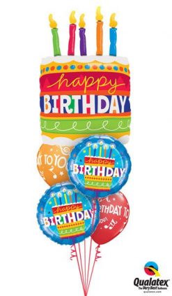 Bukiet 54 Birthday Cake & Candles Qualatex #17269 16695-2 18374-2