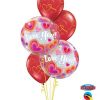 Bukiet 44 Love You Doodle Hearts Qualatex #34072-2, 40862-3