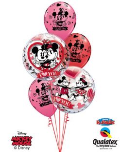 Bukiet 146 Disney Mickey & Minnie I Love You Qualatex #21892-2 23186-3