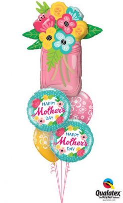 Bukiet 596 Mother's Day Mason Jar Qualatex #47583 47380-2 48370-2
