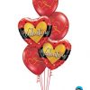 Bukiet 508 Valentine Burnished Heart Gold Qualatex #46076-2 40862-3