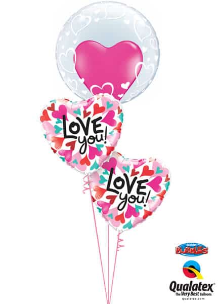 Bukiet 499 Deco Bubble - Stylish Hearts Qualatex #29505 46070-2