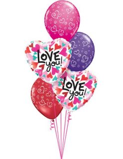 Bukiet 501 Love You Coverging Hearts Qualatex #46070-2 90570-3