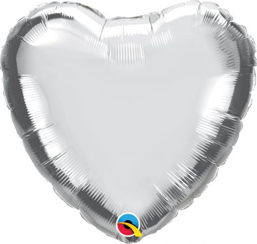 18" / 46cm Solid Colour Heart Metallic Silver Qualatex #99600