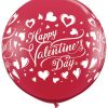 3' / 91cm Valentine's Classic Hearts Ruby Red Qualatex #23183-1