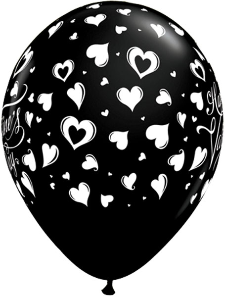 11" / 28cm Valentine's Classic Hearts Asst Onyx Black & Ruby Red Qualatex #23185-1