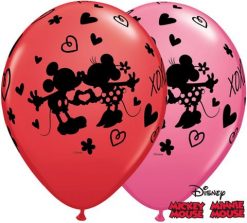 11" / 28cm Mickey & Minnie XOXO Asst Red & Rose Qualatex #23187-1