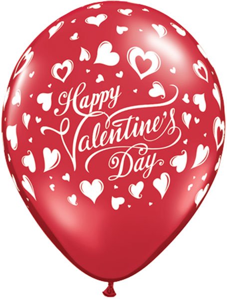 11" / 28cm 6szt Valentine's Classic Hearts Qualatex #23407