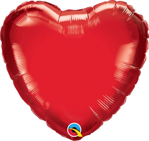 18" / 46cm Solid Colour Heart Ruby Red Qualatex #99594