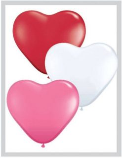 6" / 15cm Solid Colour Heart Latex Love Assortment Qualatex #47949-1