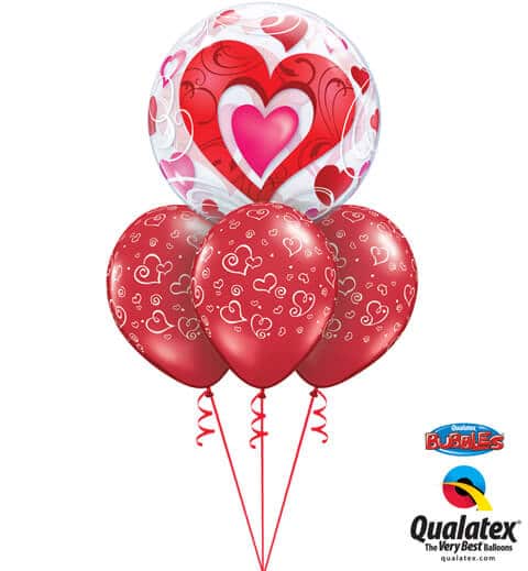 Bukiet 695 Ruby Red Hearts & Valentine Bubble #33909 76876-3