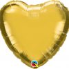 18" / 46cm Solid Colour Heart Metallic Gold Qualatex #99597