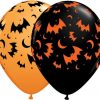 11" / 28cm Haunted Halloween Bats & Moons Qualatex #40070-1
