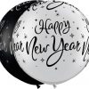 30" / 76cm New Year Sparkle Asst Onyx Black & Silver Qualatex #40192-1