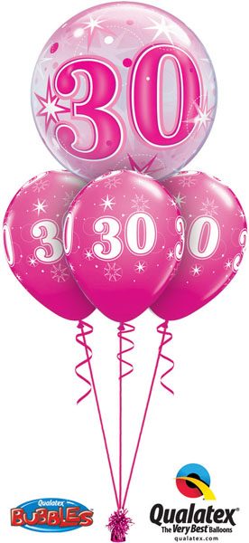 Bukiet 169 Birthday Pink Starburst Sparkle Qualatex #43121 44924-3