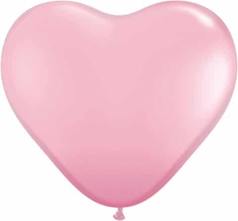 11" / 28cm Solid Colour Heart Latex Pink Qualatex #43727-1