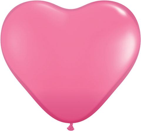6" / 15cm Solid Colour Heart Latex Rose Qualatex #43646-1