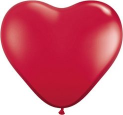 6" / 15cm Solid Colour Heart Latex Ruby Red Qualatex #43647-1