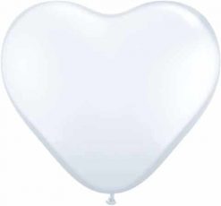 6" / 15cm Solid Colour Heart Latex White Qualatex #43651-1