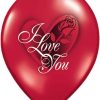 11" / 28cm 6szt I Love You Red Rose Ruby Red Qualatex #23400