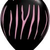 11" / 28cm Zebra Stripes Onyx Black with Pink Ink Qualatex #50866-1
