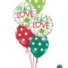 Bukiet 612 Peace, Love, & Christmas Joy Dots Qualatex #52099-2 38469-3